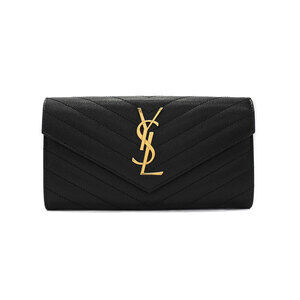 SAINT LAURENT Paris Monogram Flap Wallet Bi fold Long